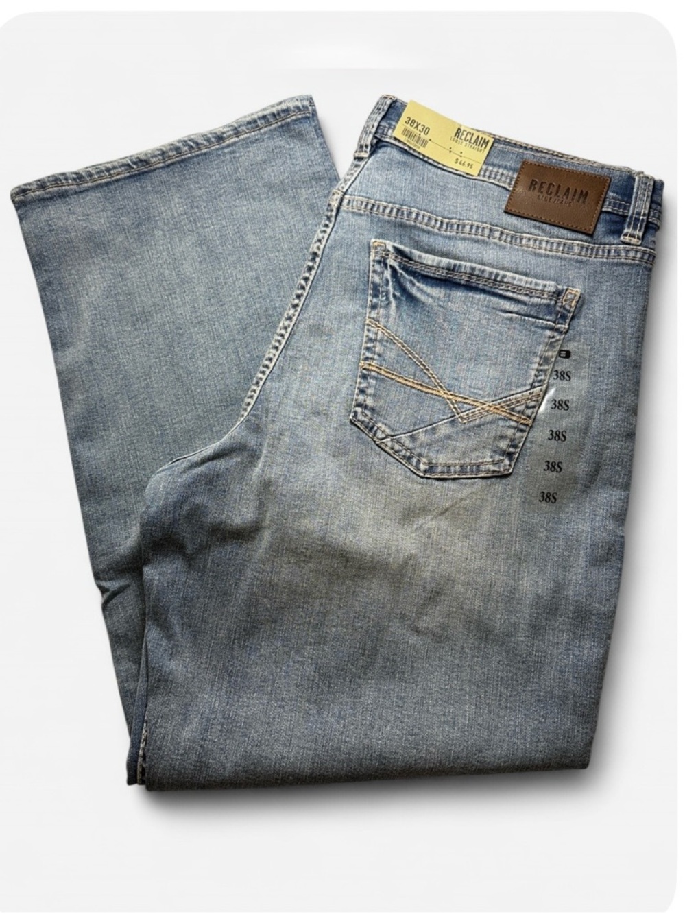 Reclaim Denim Men’s Light Blue Loose Straight Jeans Size 38 x 30 NWT
